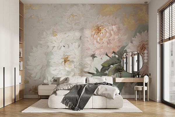 Pittura di fiori su una superficie bianca Pittura di fiori su una superficie bianca