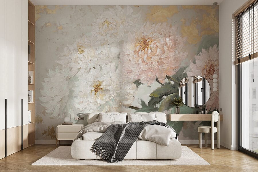 Pittura di fiori su una superficie bianca