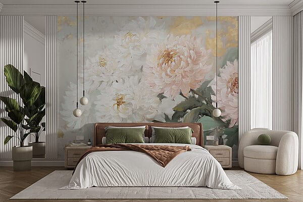 Pittura di fiori su una superficie bianca Pittura di fiori su una superficie bianca