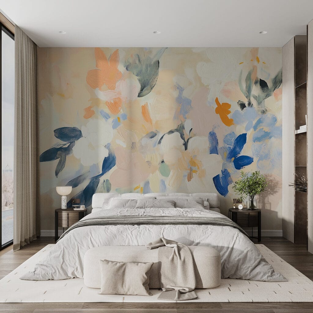 Painting of flowers on a white surface