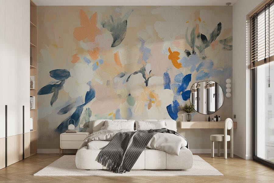 Pittura di fiori su una superficie bianca Pittura di fiori su una superficie bianca