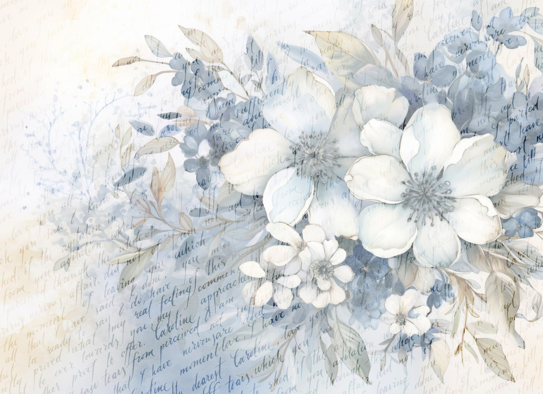 Painting of flowers and leaves