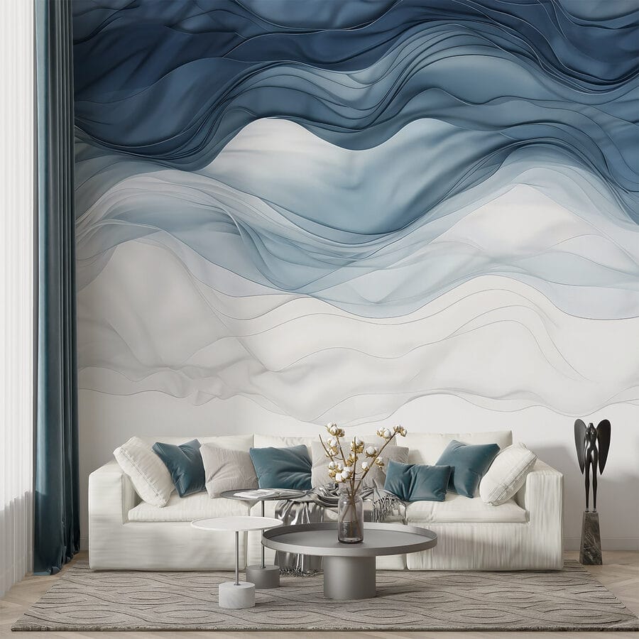 Tessuto ondulato blu e bianco Tessuto ondulato blu e bianco