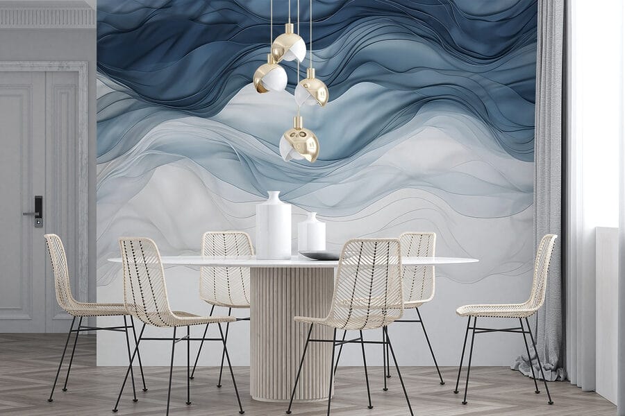 Tessuto ondulato blu e bianco Tessuto ondulato blu e bianco