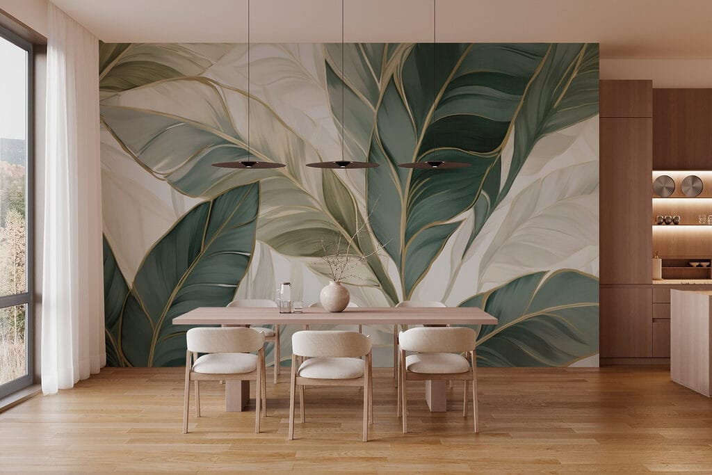 Lush green leaves in soft tones