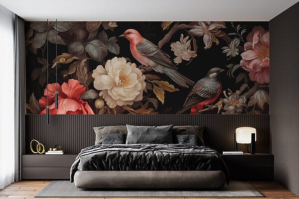 Pittura di uccelli su fiori Pittura di uccelli su fiori