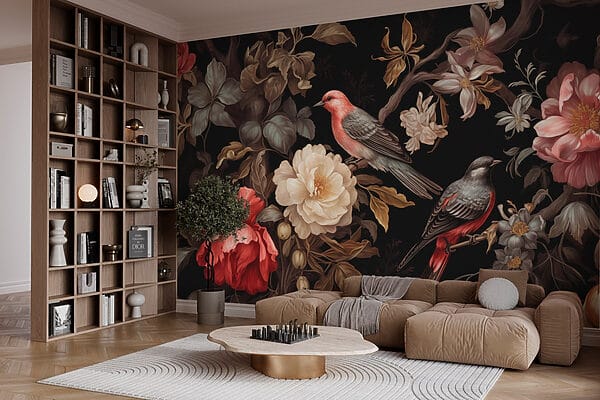 Pittura di uccelli su fiori Pittura di uccelli su fiori