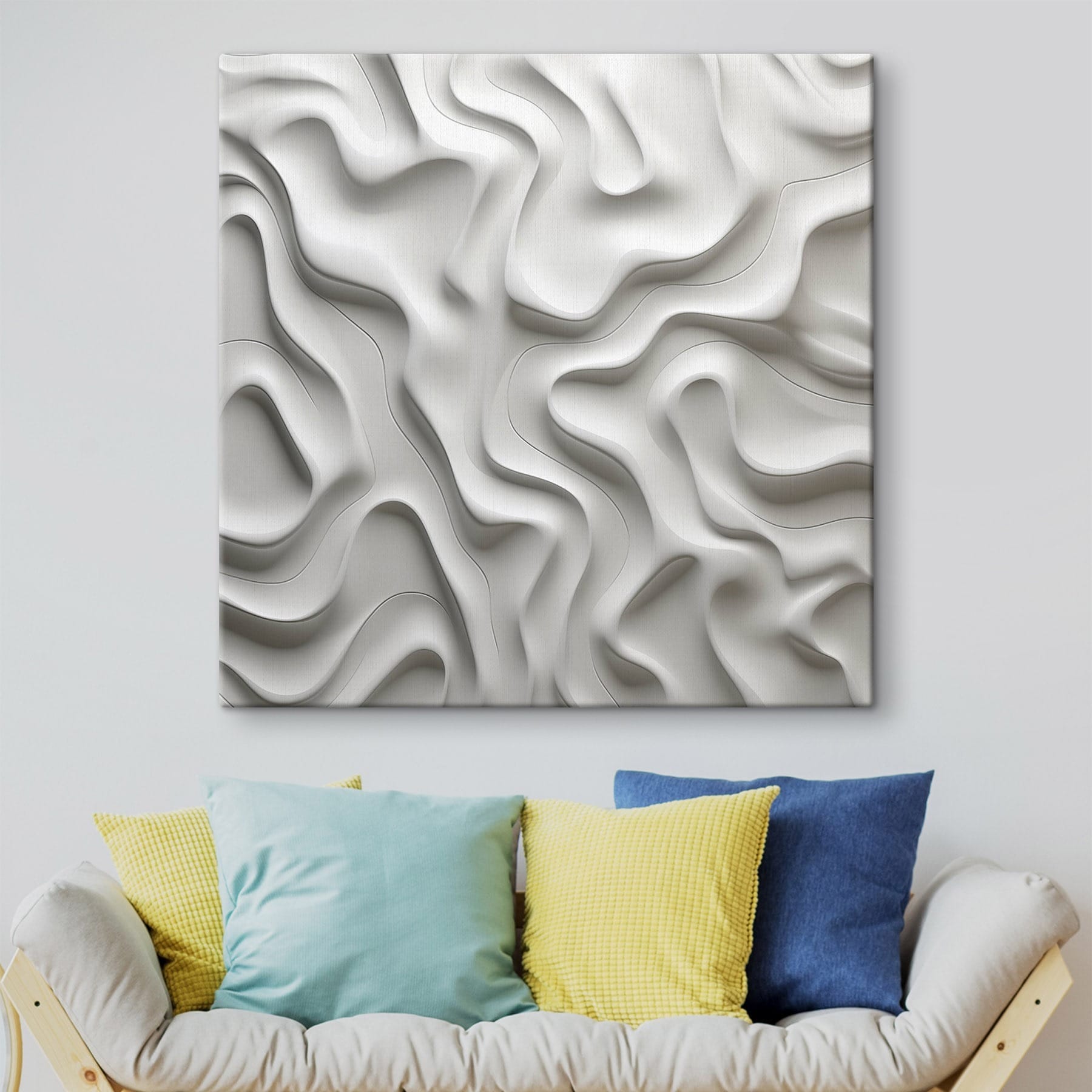 White surface with wavy lines White surface with wavy lines