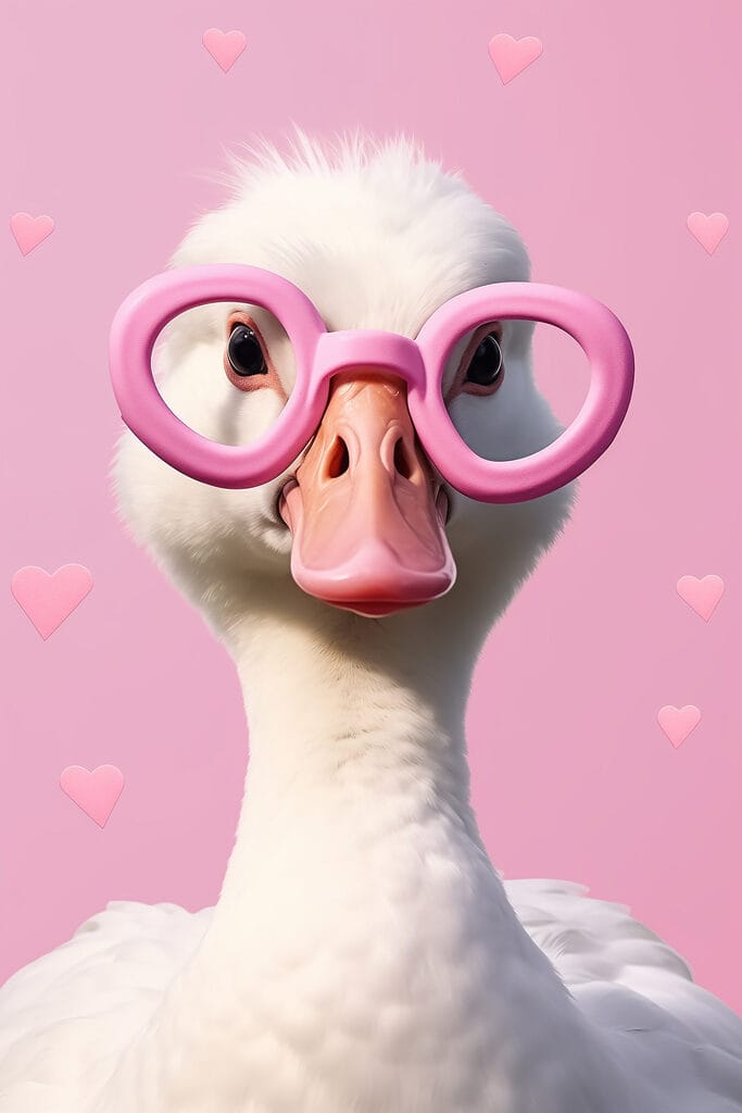Duck wearing pink glasses Duck wearing pink glasses