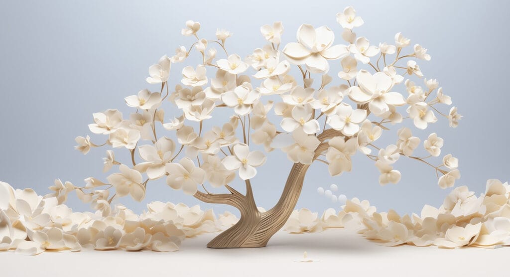 Albero con fiori bianchi Albero con fiori bianchi