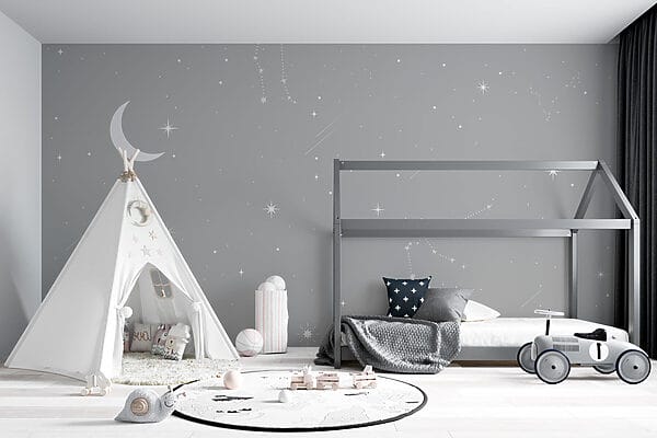 Cielo grigio con stelle e luna Cielo grigio con stelle e luna