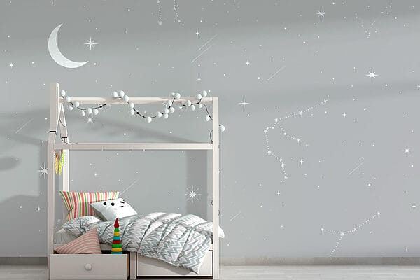 Cielo grigio con stelle e luna Cielo grigio con stelle e luna