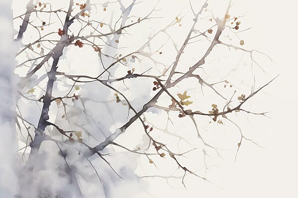 Acquerello di un ramo d'albero con foglie Acquerello di un ramo d'albero con foglie