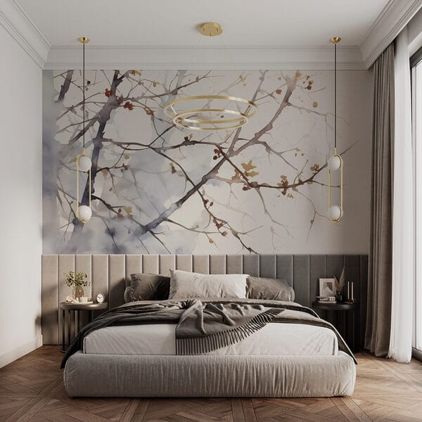 Acquerello di un ramo d'albero con foglie Acquerello di un ramo d'albero con foglie
