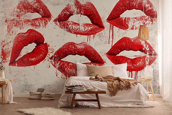 Gruppo di labbra rosse con sangue che cola Gruppo di labbra rosse con sangue che cola