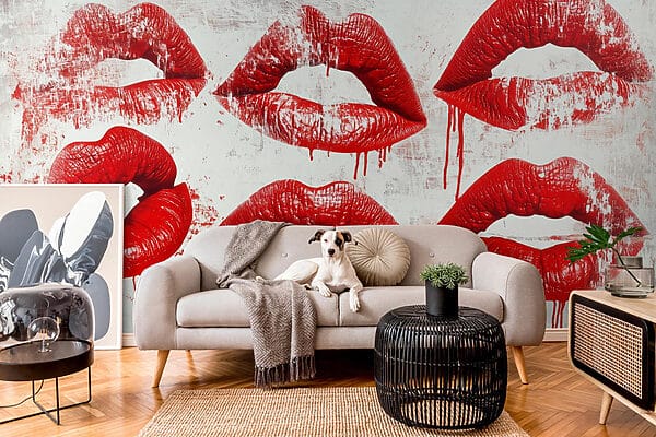 Gruppo di labbra rosse con sangue che cola Gruppo di labbra rosse con sangue che cola