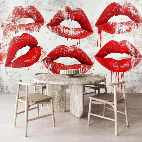 Gruppo di labbra rosse con sangue che cola Gruppo di labbra rosse con sangue che cola