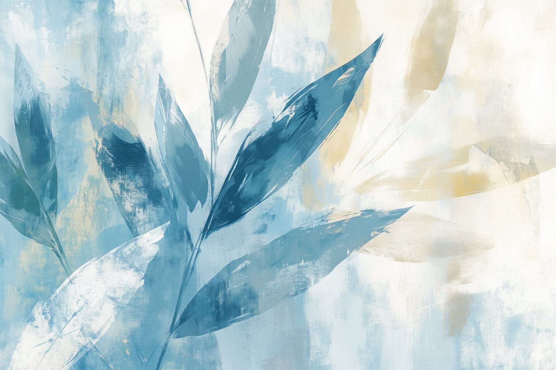 Painting of leaves on a white background