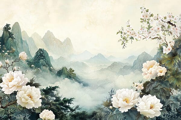 Pittura di fiori e montagne Pittura di fiori e montagne