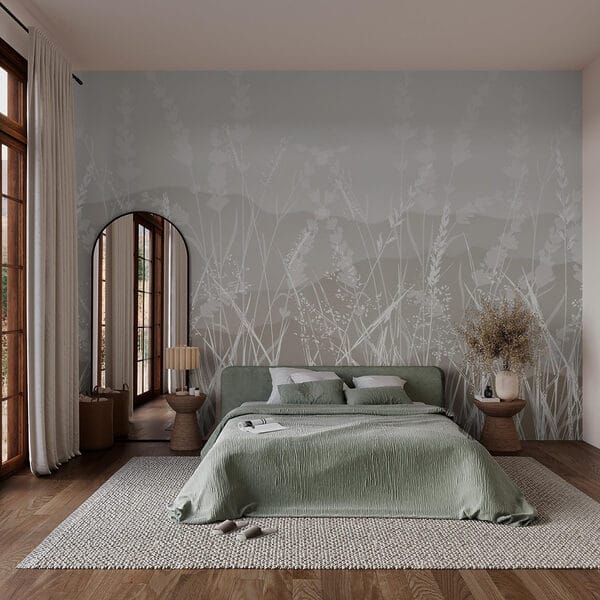 Carta da parati Carta da parati Campo d'erba con una montagna sullo sfondo (COD: w03133)