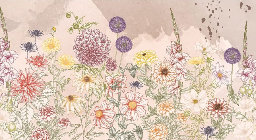 Gruppo di fiori su sfondo beige