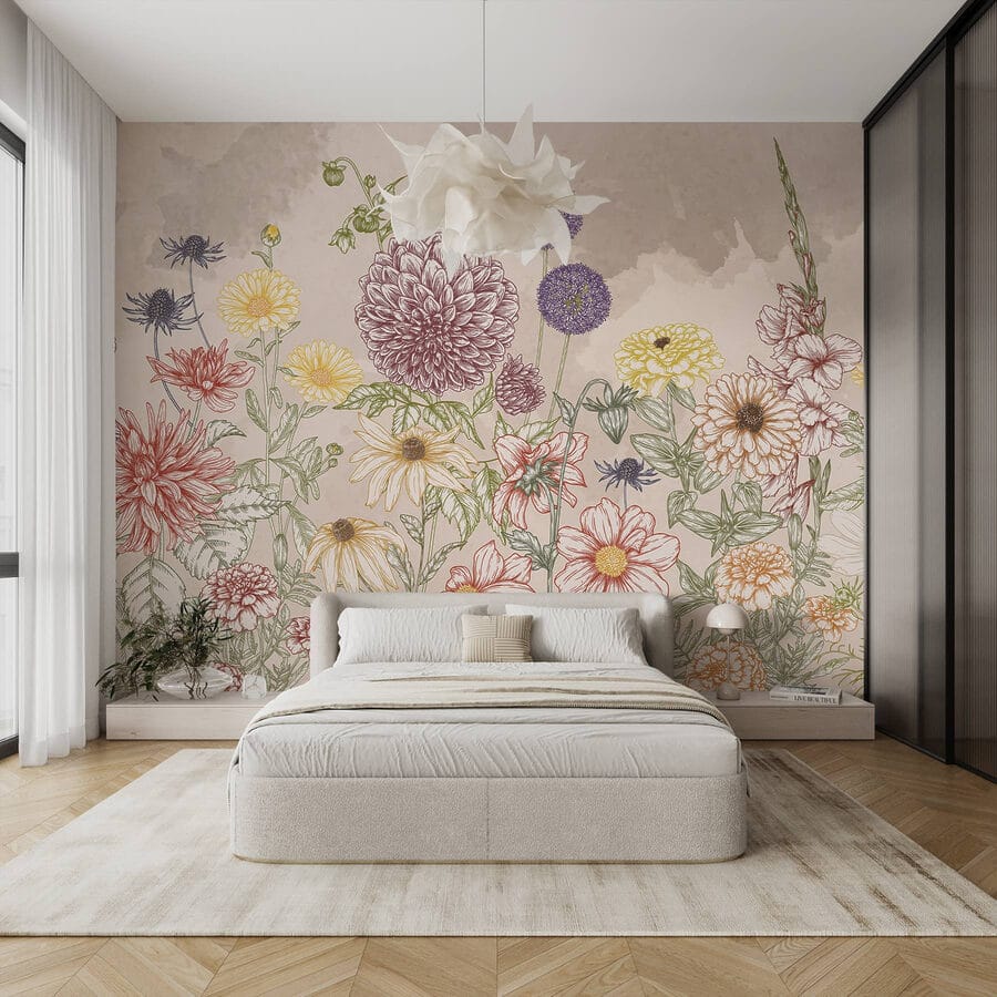 Gruppo di fiori su sfondo beige