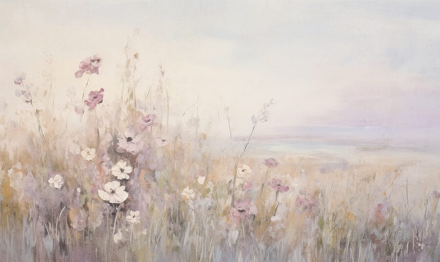 Pittura di fiori in un campo