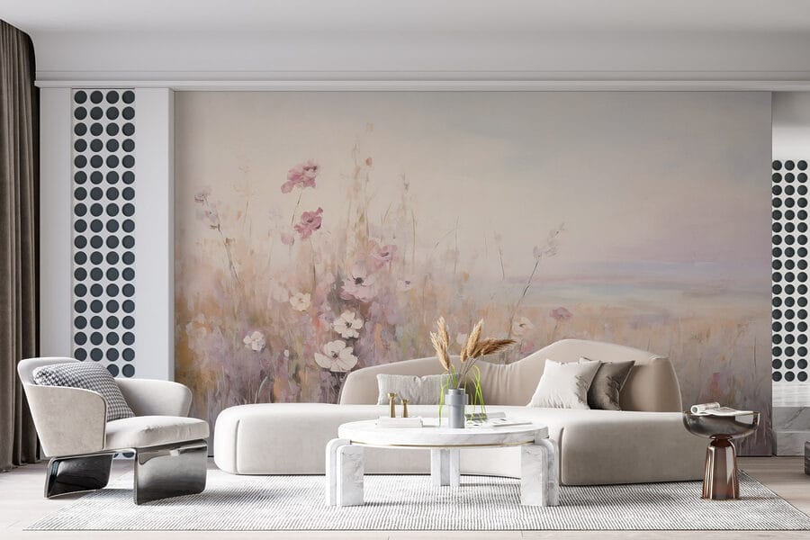 Pittura di fiori in un campo