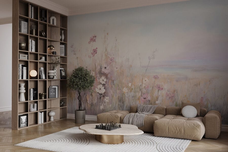 Pittura di fiori in un campo