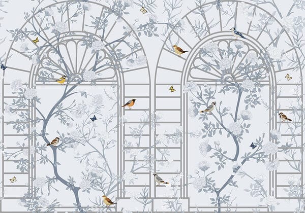 Carta da parati con scala e uccelli Carta da parati con scala e uccelli