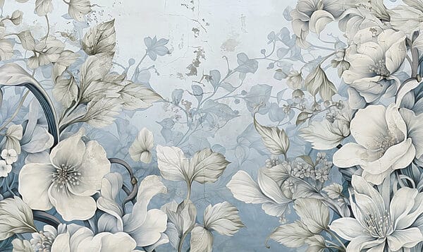 Carta da parati con fiori e foglie Carta da parati con fiori e foglie