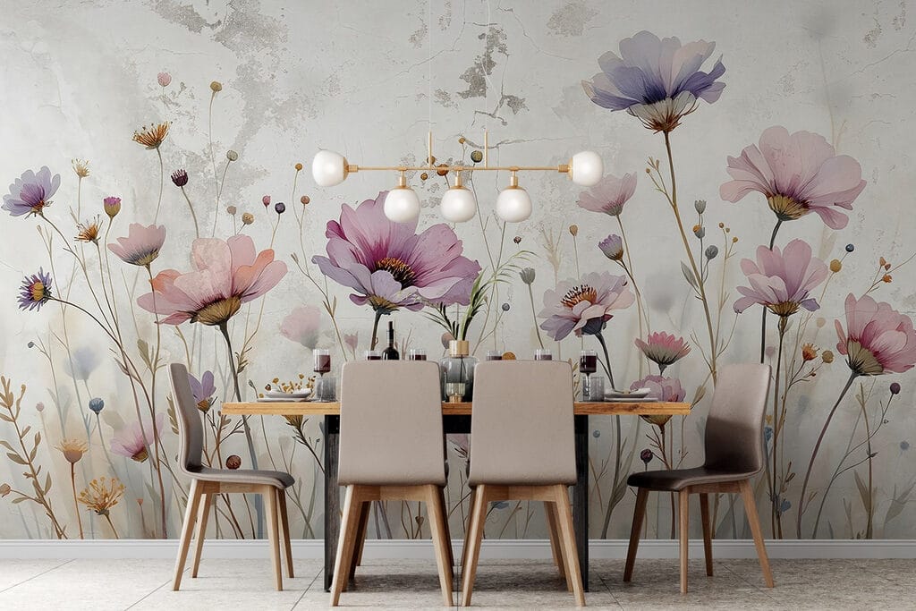 Painting of flowers on a wall