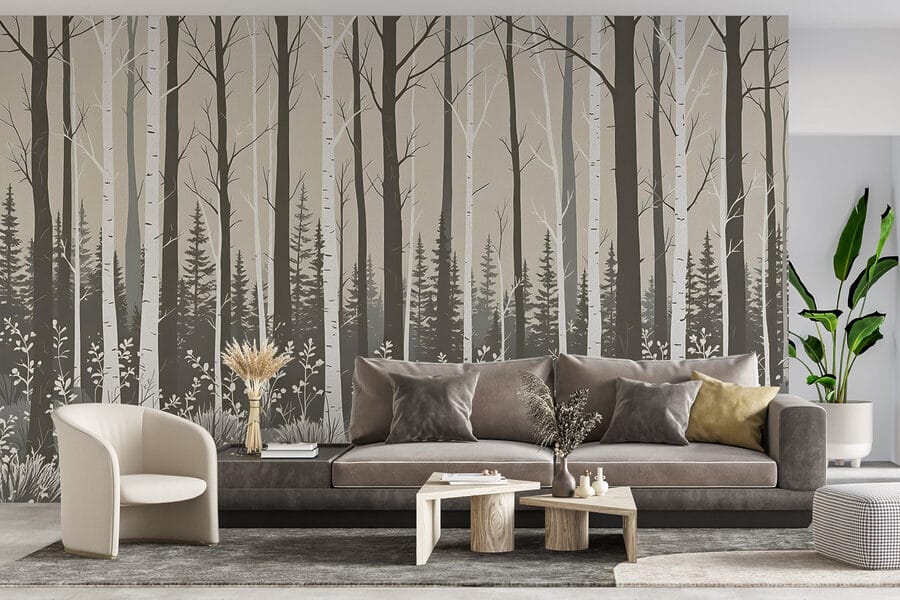 Foresta di alberi e cespugli