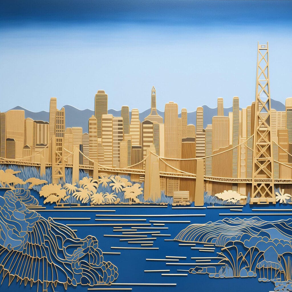 City skyline with vibrant colors City skyline with vibrant colors
