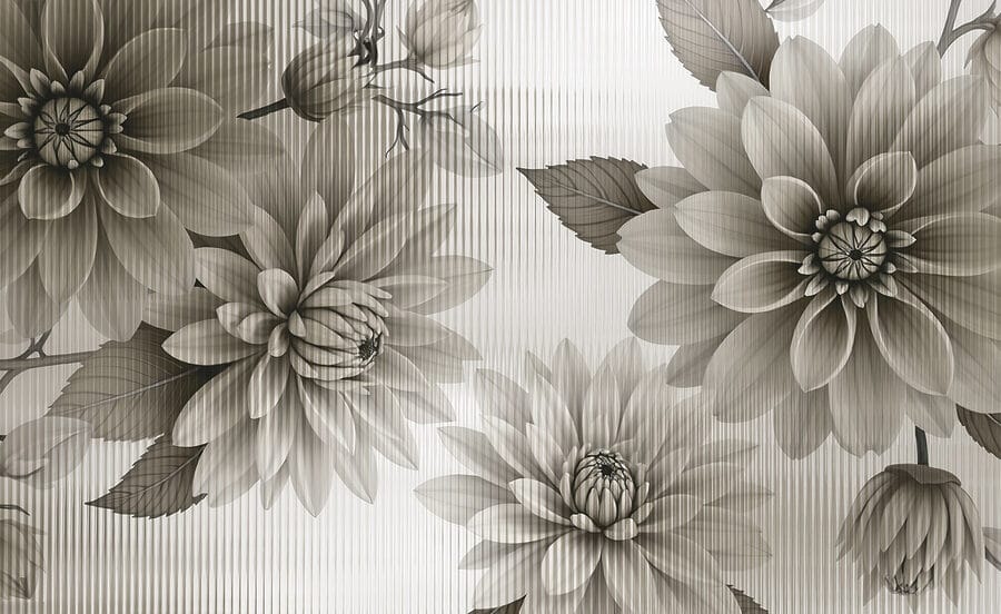 Elegante disegno floreale in toni tenui.