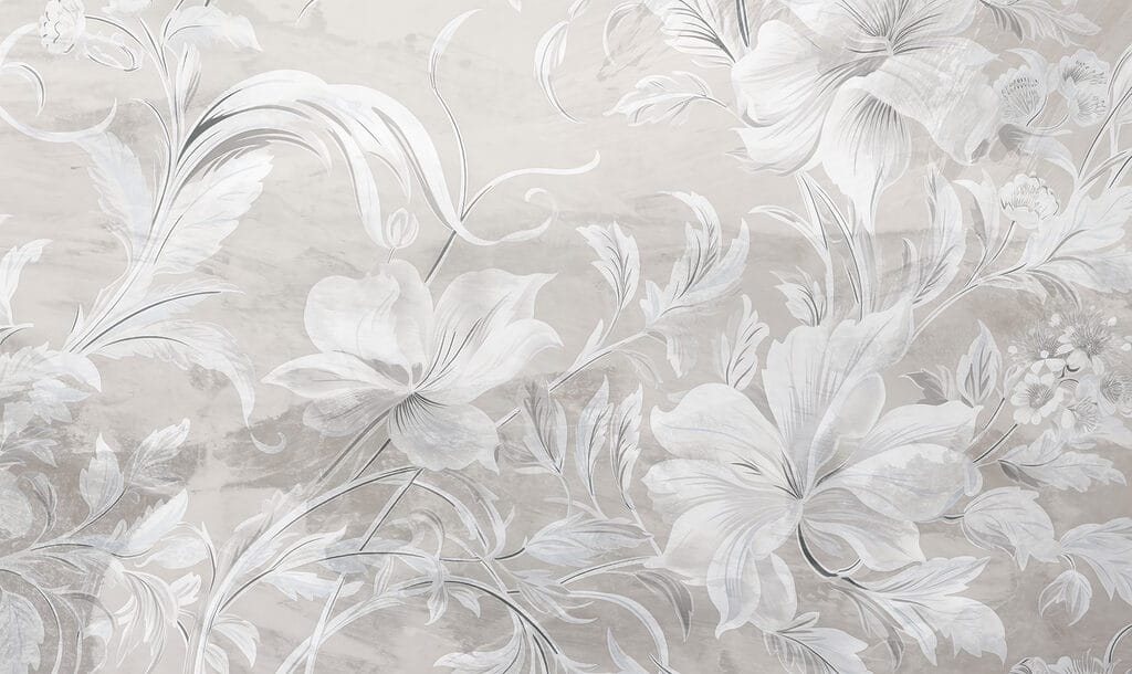 Motivo floreale bianco e grigio Motivo floreale bianco e grigio