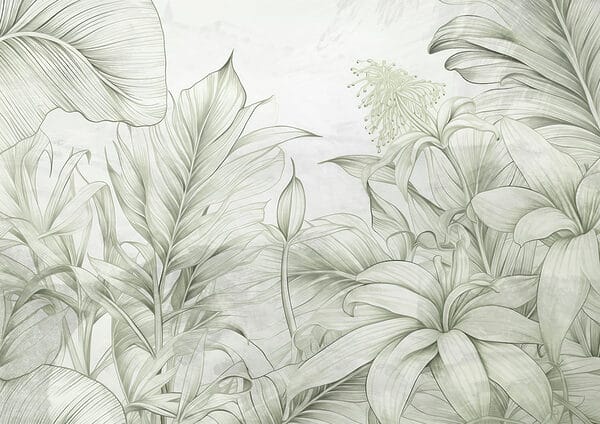 Verdi tenui in un delicato disegno botanico Verdi tenui in un delicato disegno botanico
