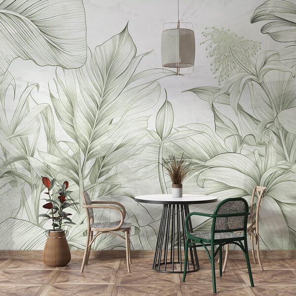 Verdi tenui in un delicato disegno botanico Verdi tenui in un delicato disegno botanico