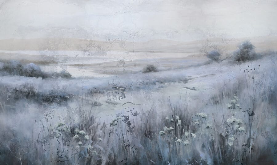 Pittura di un campo d'erba e di un fiume Pittura di un campo d'erba e di un fiume
