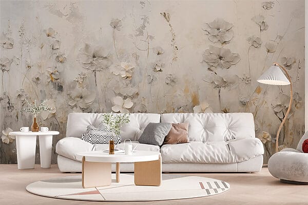 Painting of flowers on a wall