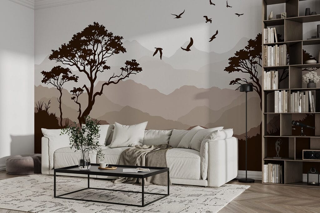 Birds flying over a mountain range Birds flying over a mountain range