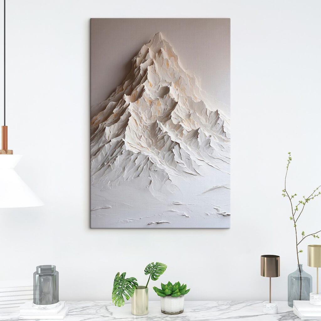 White mountain with snow
