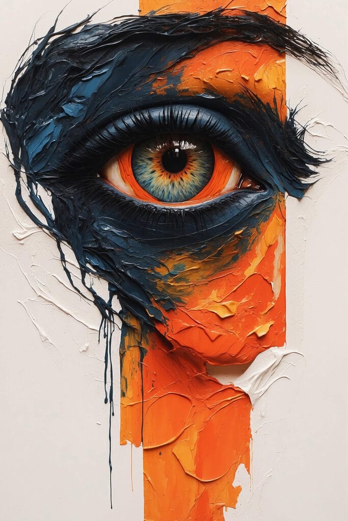 Painting of an eye with paint on it Painting of an eye with paint on it