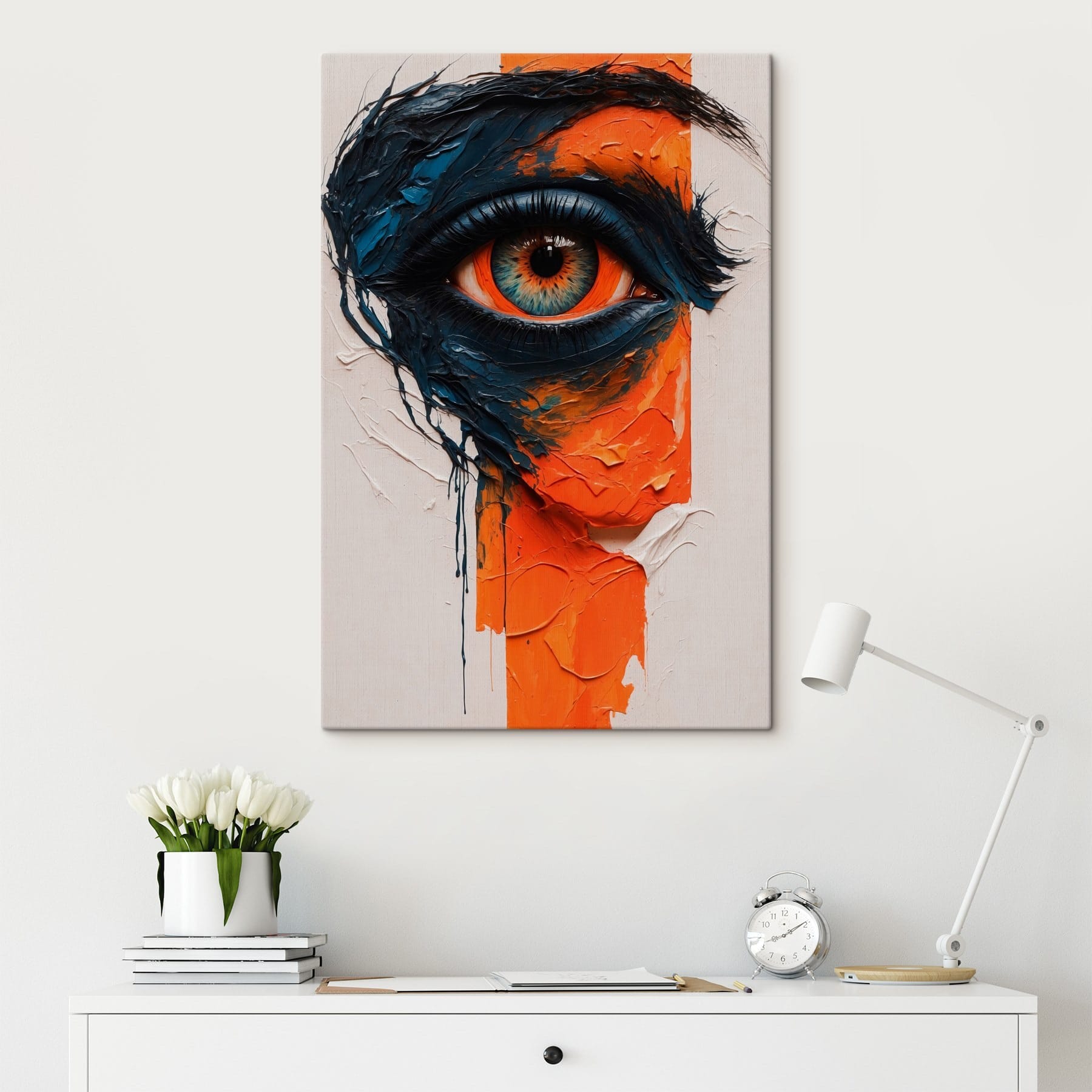 Painting of an eye with paint on it Painting of an eye with paint on it