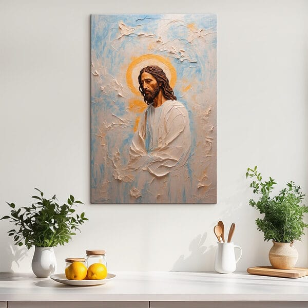 Painting of a man with long hair and a crown Painting of a man with long hair and a crown