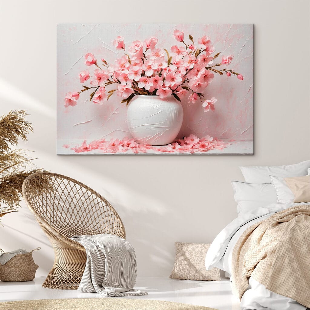 Vase with pink flowers