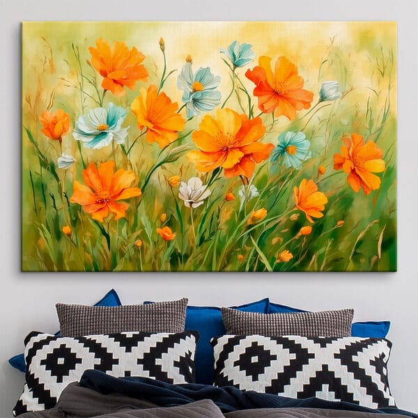 Quadri Dipinto raffigurante fiori arancioni e bianchi (COD: s42916) Quadri Quadri Dipinto raffigurante fiori arancioni e bianchi (COD: s42916)