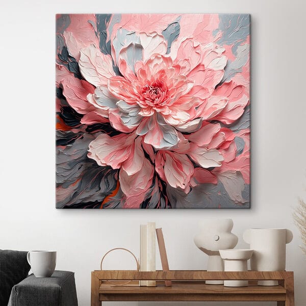 Quadri Quadri Fiore rosa e grigio (COD: s42917)