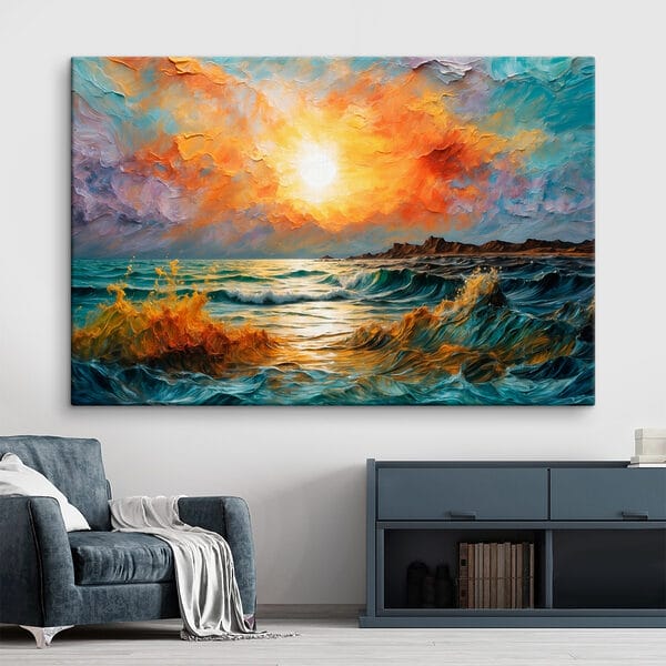 Quadri Dipinto raffigurante un tramonto su uno specchio d'acqua (COD: s42920) Quadri Quadri Dipinto raffigurante un tramonto su uno specchio d'acqua (COD: s42920)