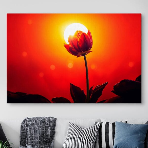 Quadri Quadri Tulipano rosso con il sole alle spalle (COD: s42922)